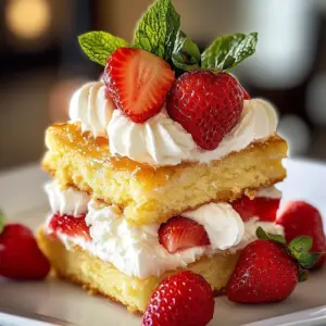 Quick and delicious strawberry shortcake dessert served with fresh strawberries