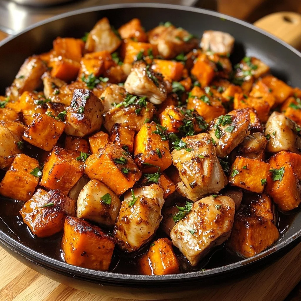 BBQ Chicken and Sweet Potato Bowl with colorful ingredients