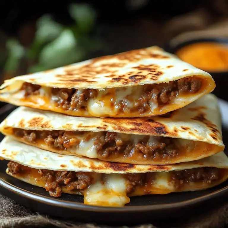 Delicious beefy cheese quesadillas served with salsa and guacamole