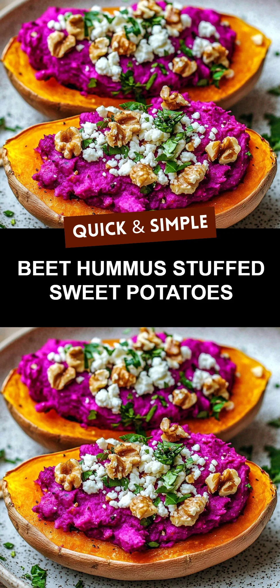 Beet Hummus Stuffed Sweet Potatoes