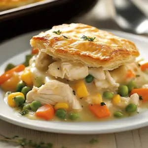 Biscuits Topped Chicken Pot Pie Casserole baked to golden perfection