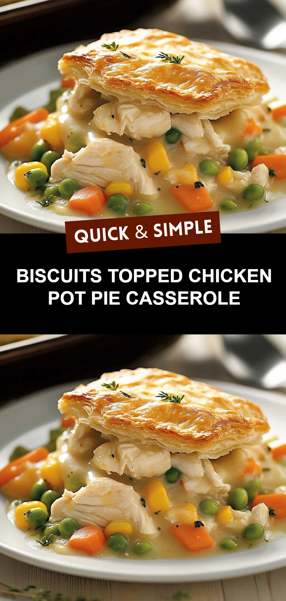 Biscuits Topped Chicken Pot Pie Casserole