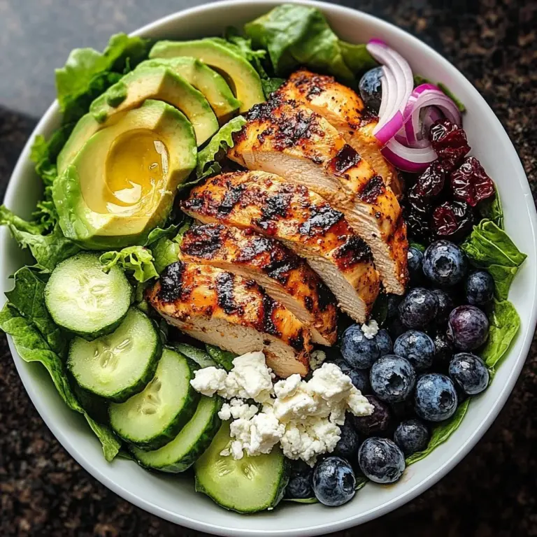 Blueberry Feta Chicken Salad with chicken, blueberries, and feta cheese