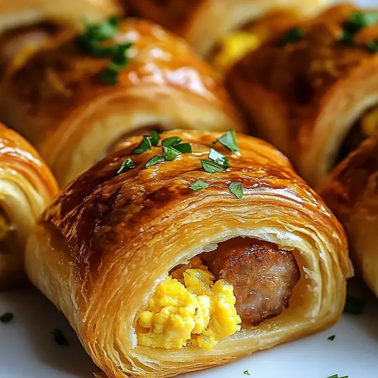 Delicious breakfast pigs in blankets served on a plate with dipping sauce.