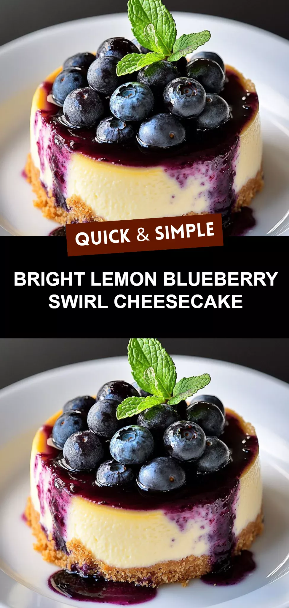 Bright Lemon Blueberry Swirl Cheesecake