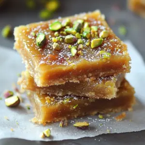 Delicious Brown Butter Honey Pistachio Bars with a golden crust and nutty topping.