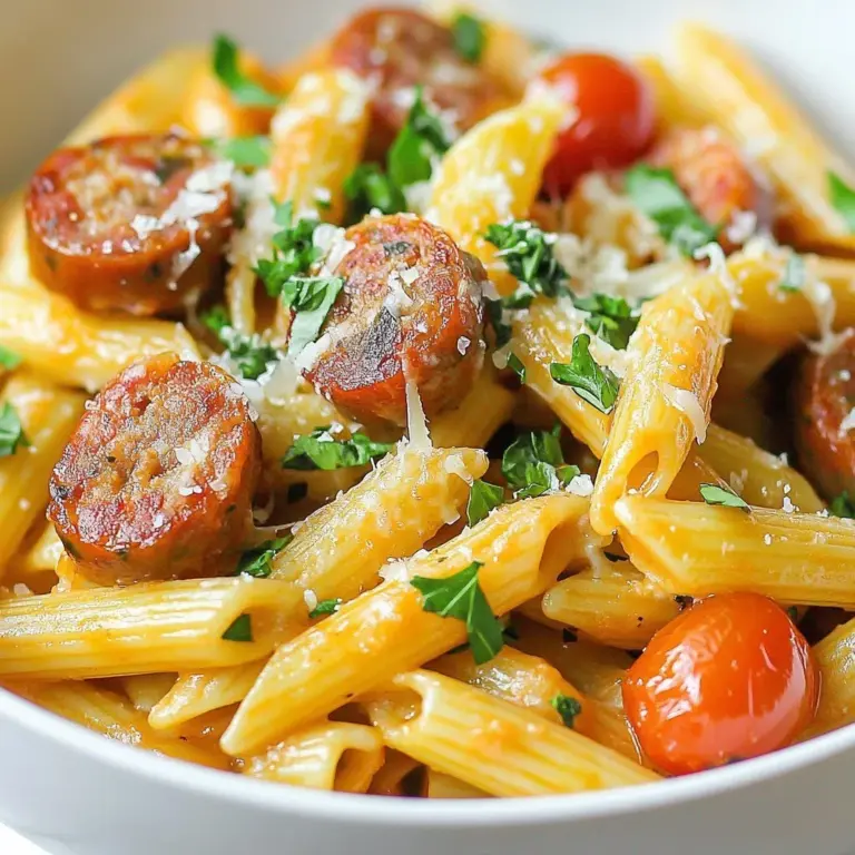 Cajun creamy one-pot sausage pasta dish served with parsley garnish