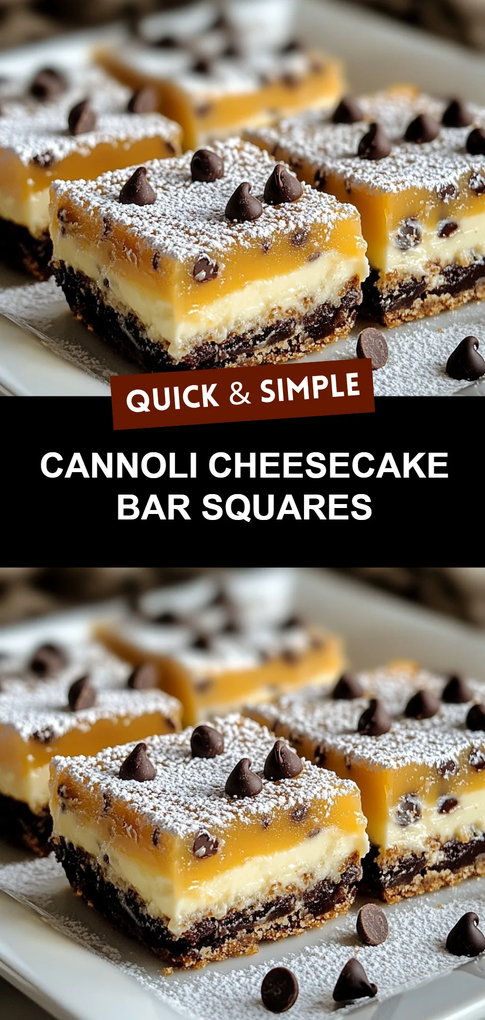 Cannoli Cheesecake Bar Squares