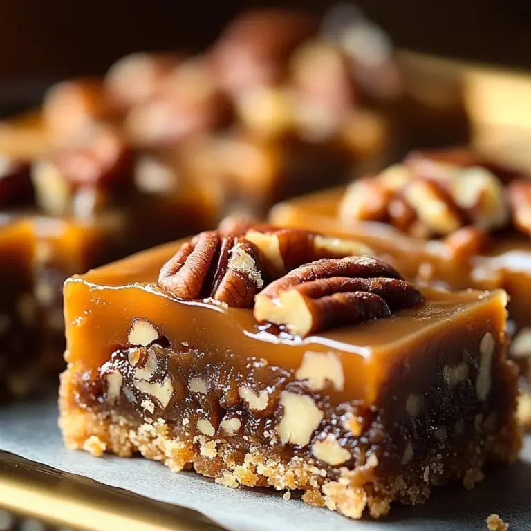 Delicious homemade caramel pecan turtle bars topped with chocolate and nuts.