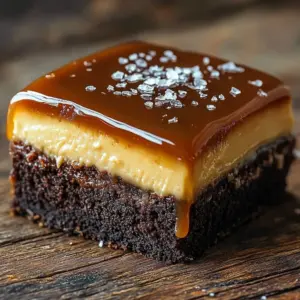 Delicious Caramel Swirl Brownie Cheesecake topped with caramel sauce.