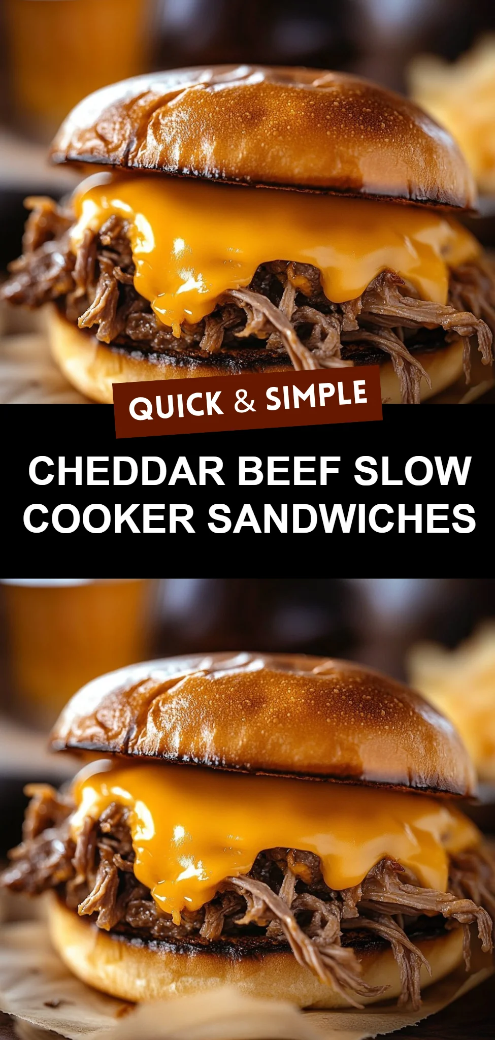 Cheddar Beef Slow Cooker Sandwiches