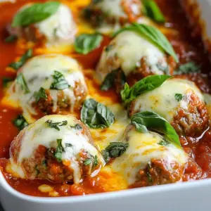 Cheesy mozzarella stuffed meatballs served with marinara sauce on a plate