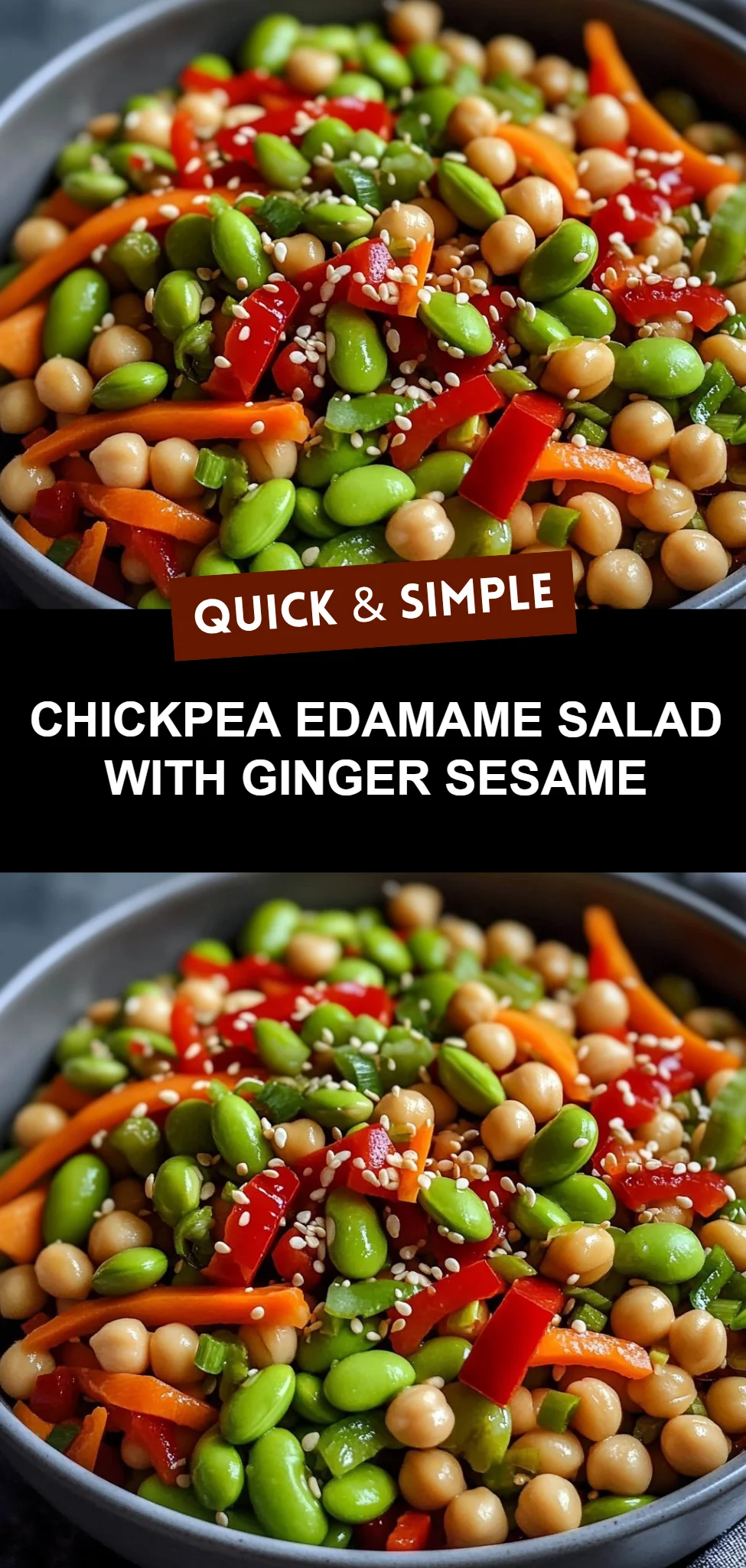 Chickpea Edamame Salad with Ginger Sesame