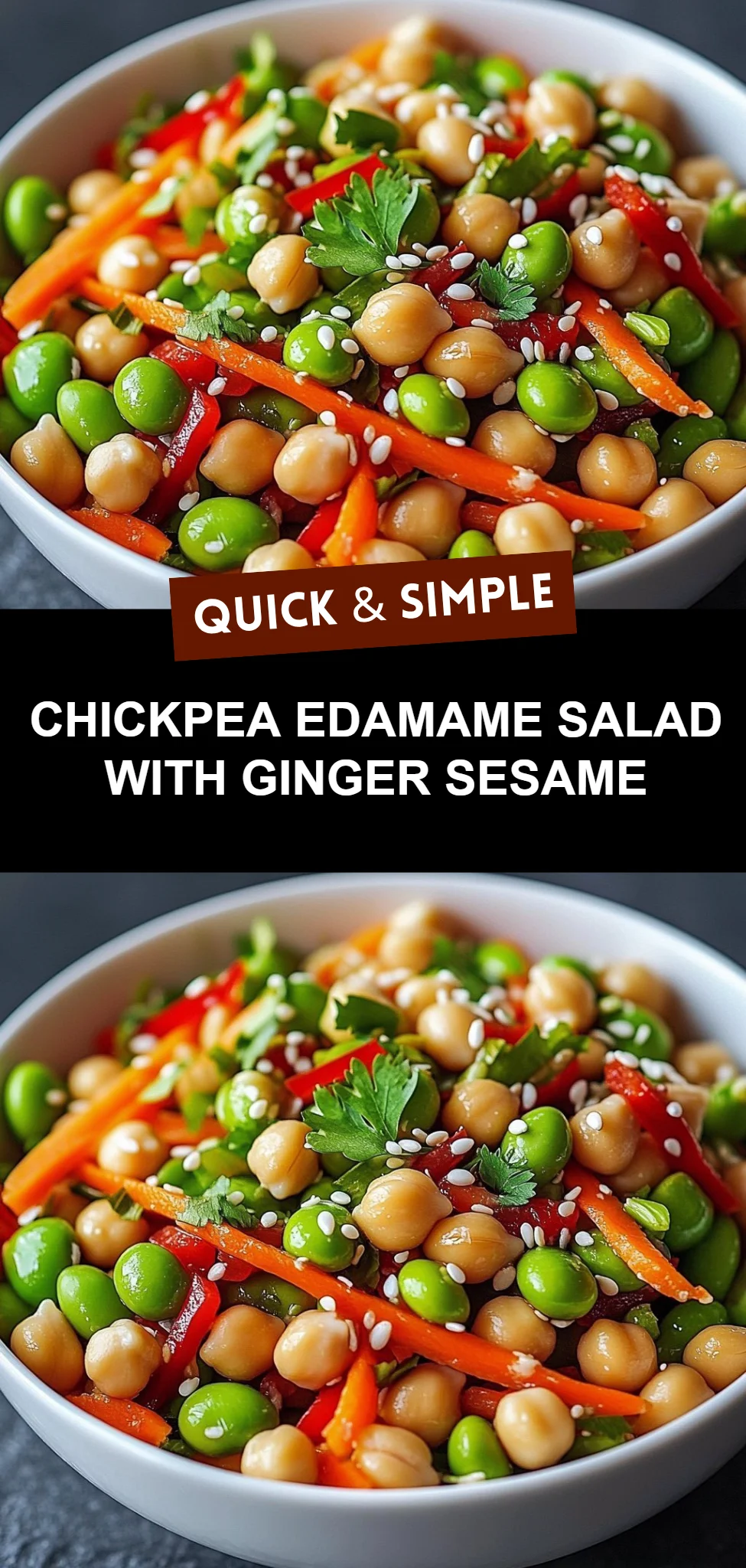 Chickpea Edamame Salad with Ginger Sesame