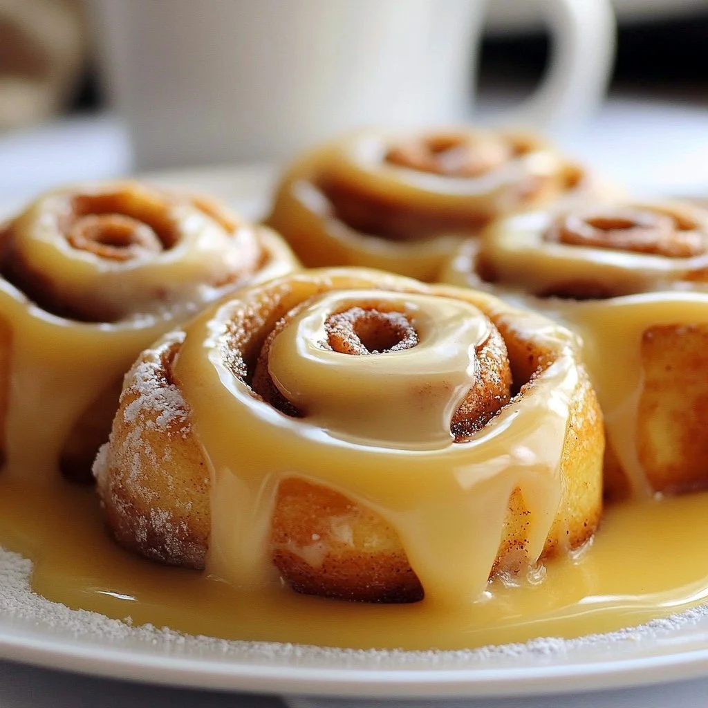 Delicious cinnamon rolls topped with three milks icing