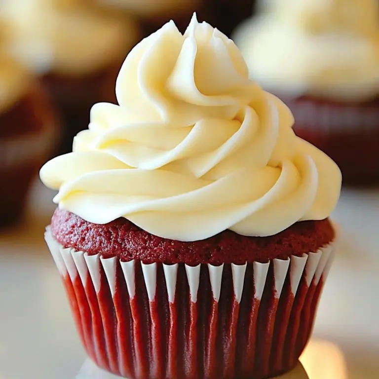 Delicious red velvet cupcakes topped with cream cheese frosting