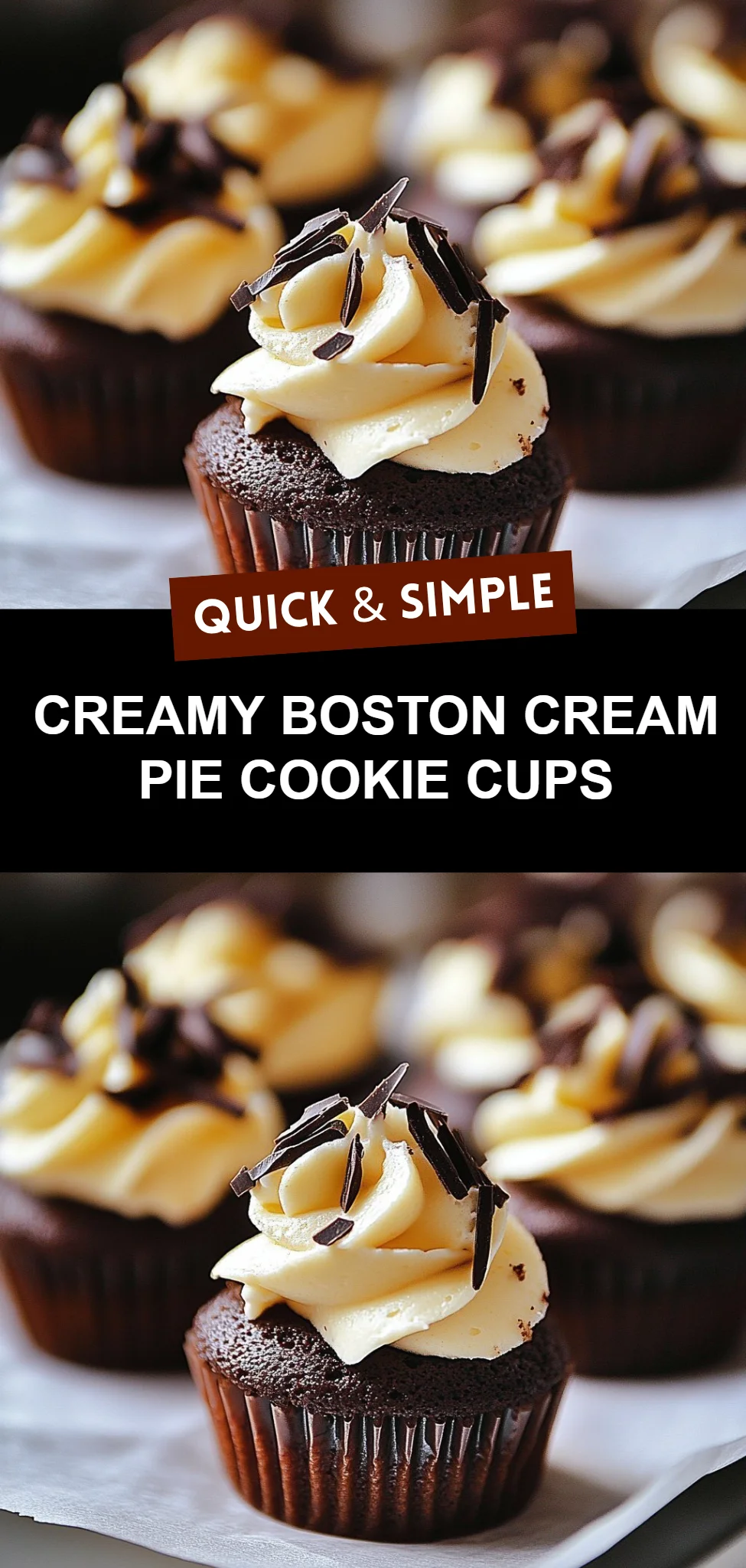 Creamy Boston Cream Pie Cookie Cups