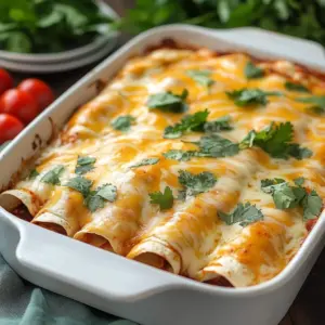 Delicious creamy chicken enchiladas topped with sour cream