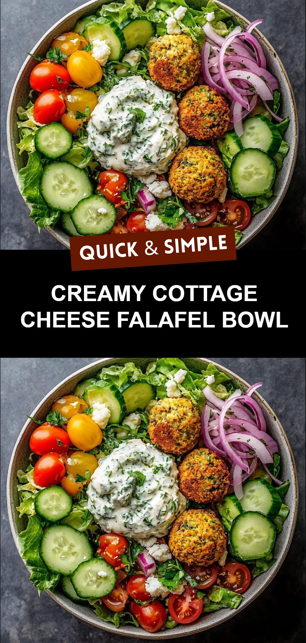 Creamy Cottage Cheese Falafel Bowl