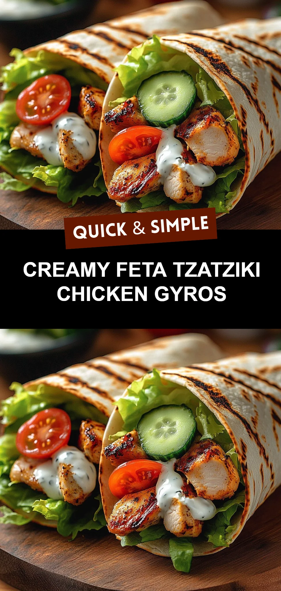 Creamy Feta Tzatziki Chicken Gyros