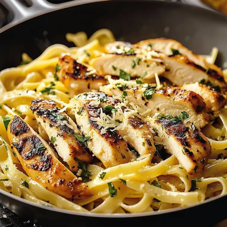Creamy garlic parmesan chicken pasta with fresh herbs and cheese