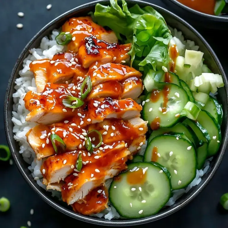 Creamy spicy chicken bowl with vibrant vegetables and a rich sauce