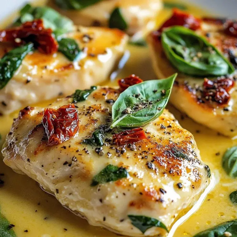 Creamy Tuscan garlic chicken dish served with herbs and parmesan