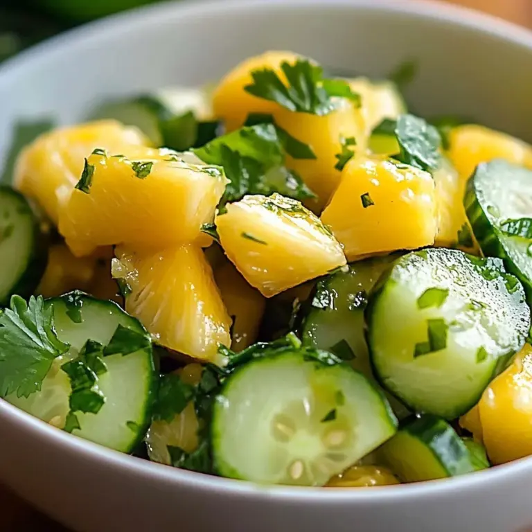 Crisp Pineapple Cucumber Salad with fresh ingredients in a bowl