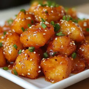 Plate of crispy Honey BBQ Popcorn Chicken with a tasty honey glaze.