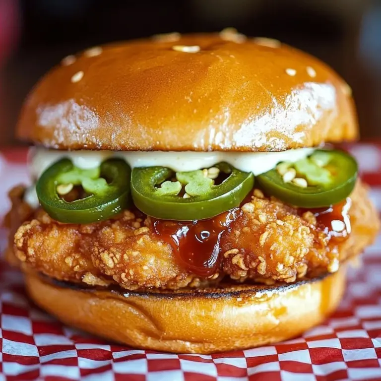 Crispy Jalapeño Honey Fried Chicken Sandwich served with lettuce and pickles