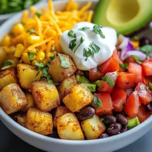 Crispy potato taco bowls filled with fresh toppings and served in a crispy shell