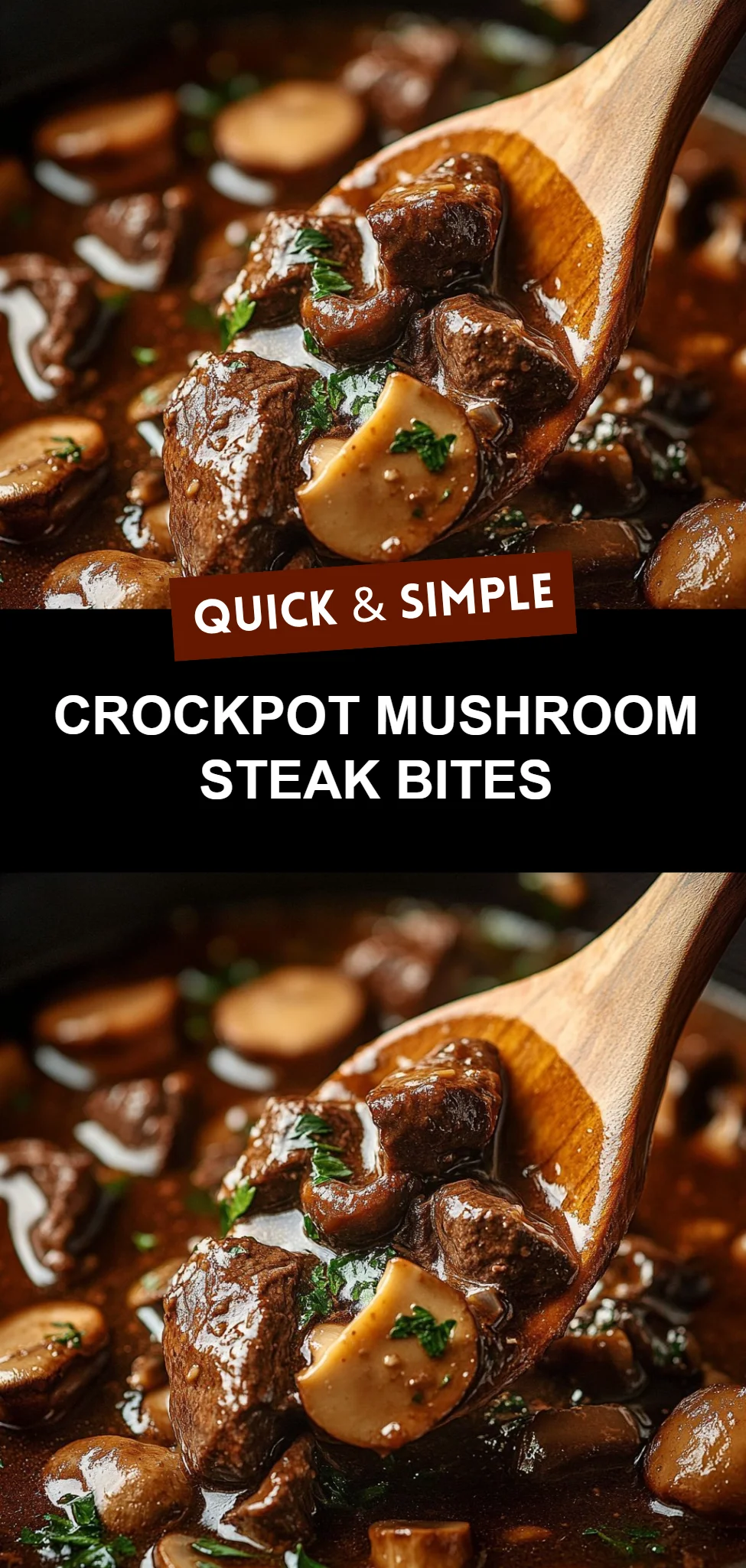 Crockpot Mushroom Steak Bites