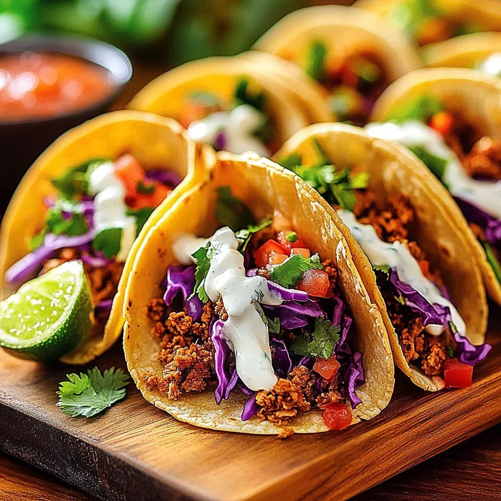 Crunchy chicken dumpling tacos served with fresh toppings