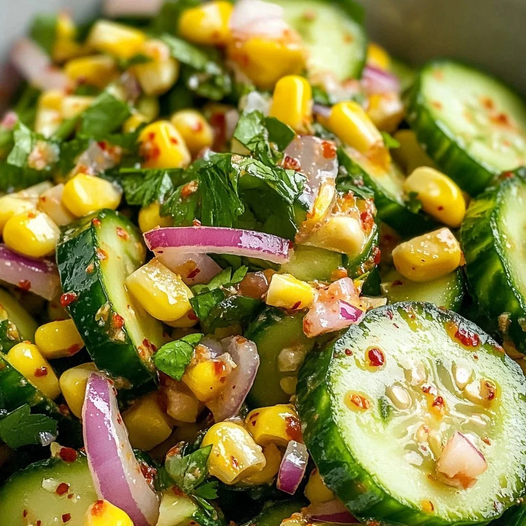 Delicious Mexican flair cucumber salad with fresh ingredients