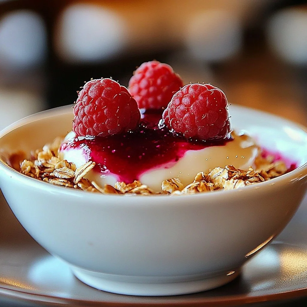 Bowl of creamy custard oatmeal topped with fresh fruits and nuts