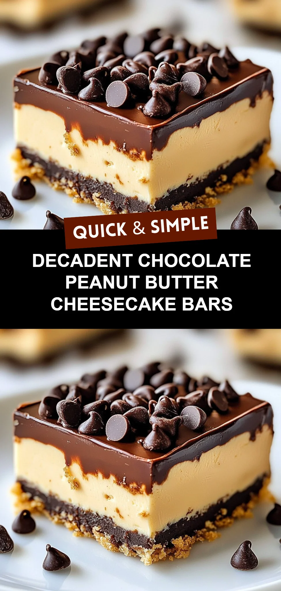Decadent Chocolate Peanut Butter Cheesecake Bars