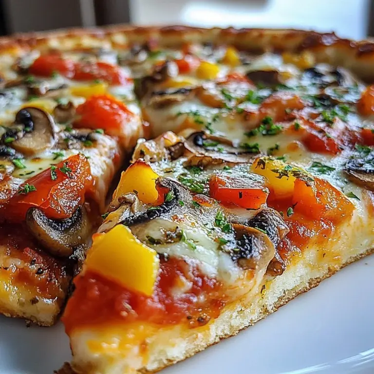 A perfect slice of deep-dish pizza with gooey cheese and rich toppings.