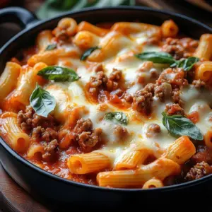 A bowl of delicious lasagna soup garnished with herbs and cheese