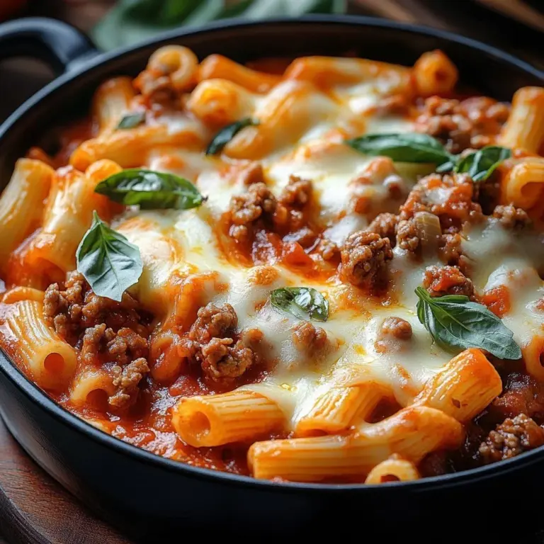 A bowl of delicious lasagna soup garnished with herbs and cheese