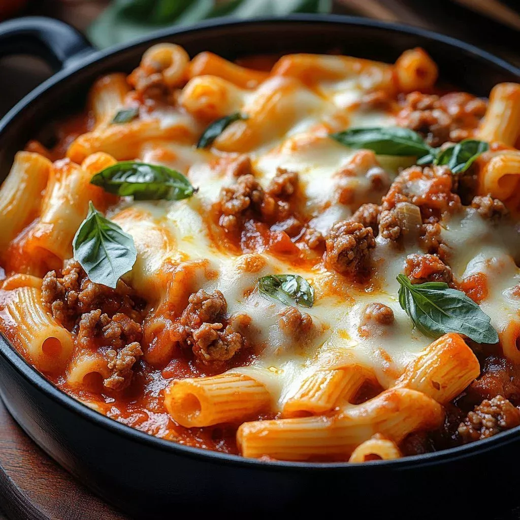 A bowl of delicious lasagna soup garnished with herbs and cheese