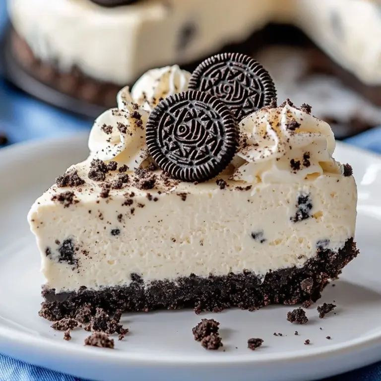 Fireworks Oreo No-Bake Cheesecake Bars with crushed Oreo cookies and cream