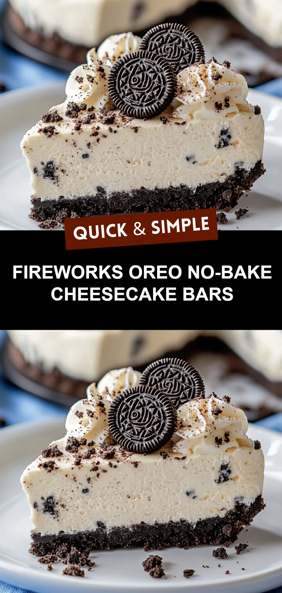 Fireworks Oreo No-Bake Cheesecake Bars