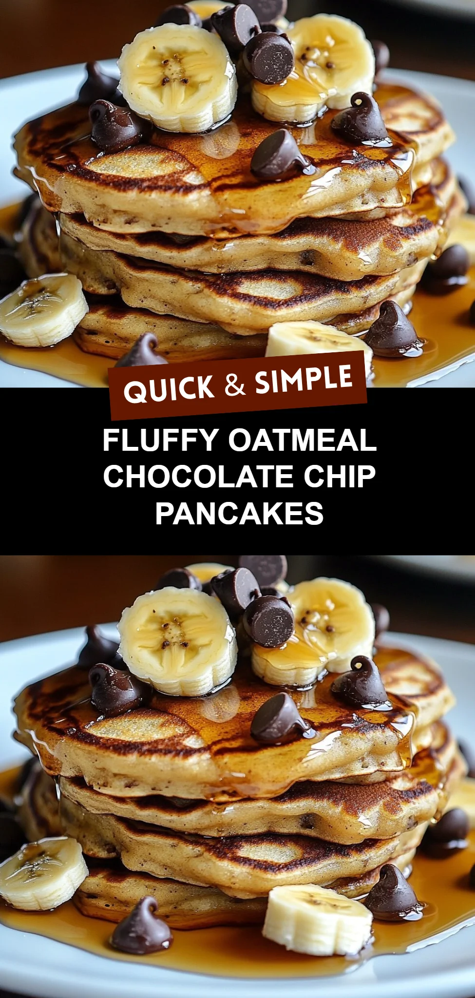 Fluffy Oatmeal Chocolate Chip Pancakes