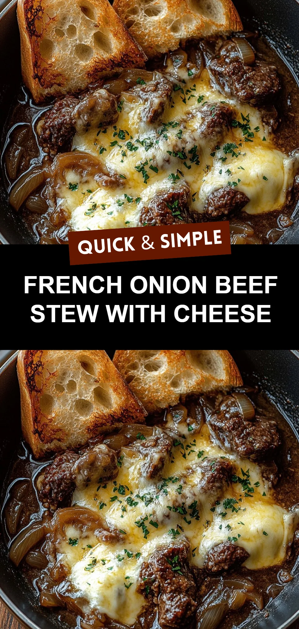 French Onion Beef Stew with Cheese