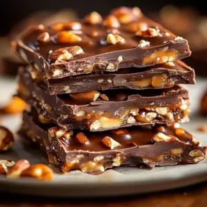 Homemade toffee treat made from scratch with nuts and chocolate.