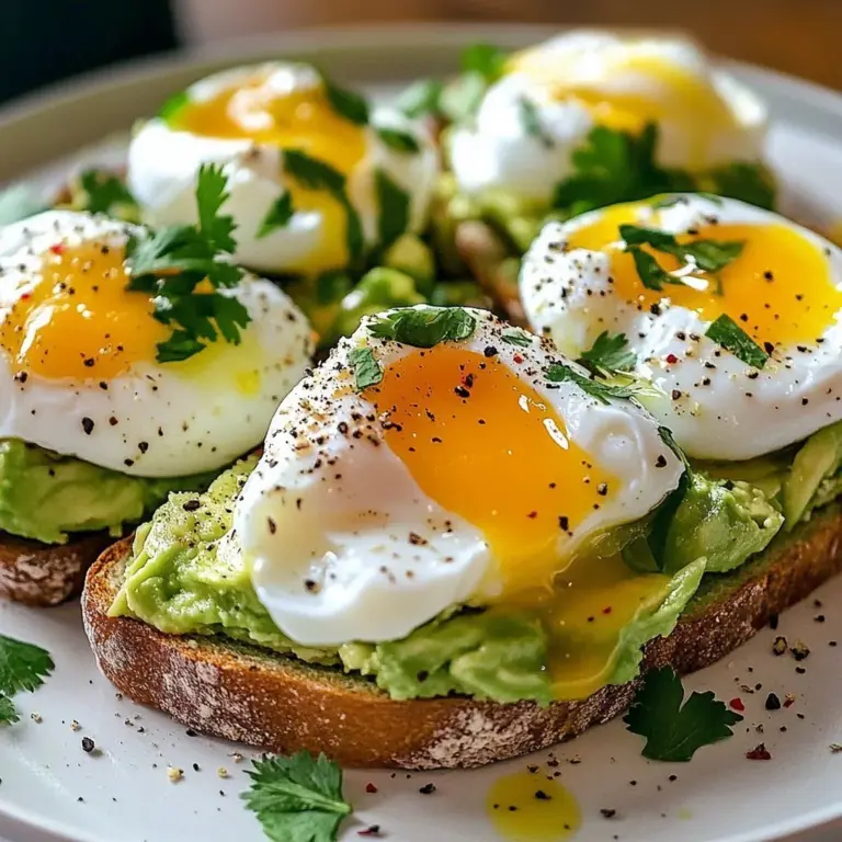 Gluten-free avocado toast with poached eggs served on a wooden board
