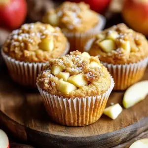 Golden Apple Crumb Muffins topped with a buttery crumble
