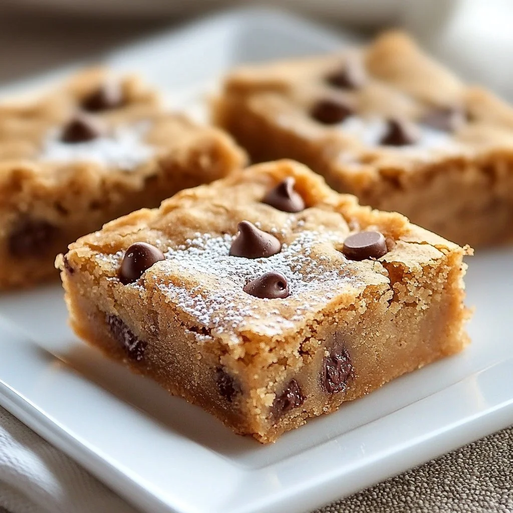 Delicious gooey chocolate chip cookie bars fresh out of the oven