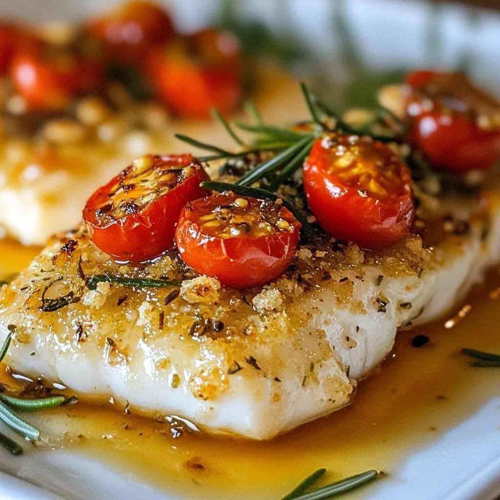 Herb-Crusted Boursin Chicken Bake served on a plate with fresh herbs