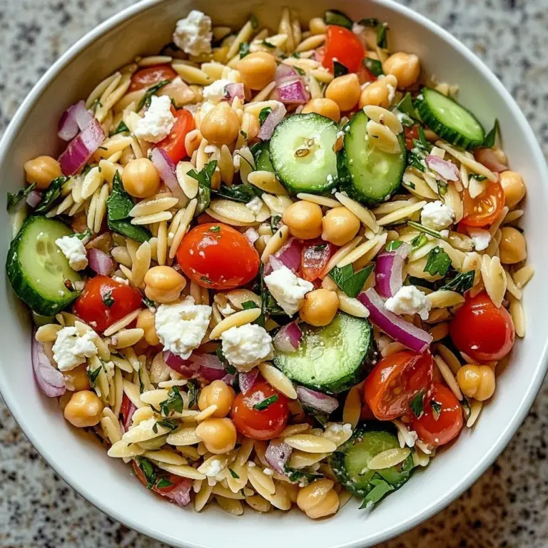 Herby Chickpea Feta Pasta Salad with fresh herbs and colorful ingredients